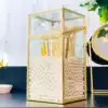 Vintage copper glass clamshell brush tube beauty brush tube Dust-proof bronze edging makeup brush barrel Brush storage box