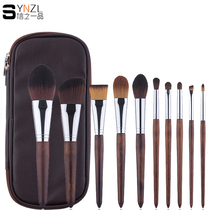 Shinzinyici product 10 original wood color super soft horse hair professional makeup brush set full combination with storage bag