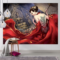 Net red Nordic teenage girl background Bins hanging cloth tattoo tattooed tattoo background wall headboard decoration hanging painting room background