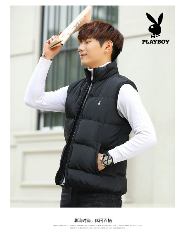 Mùa thu đông Playboy xuống cotton vest nam phiên bản Hàn Quốc của vest ấm áp vest dày áo khoác bánh mì áo khoác áo ba lỗ tanktop nam