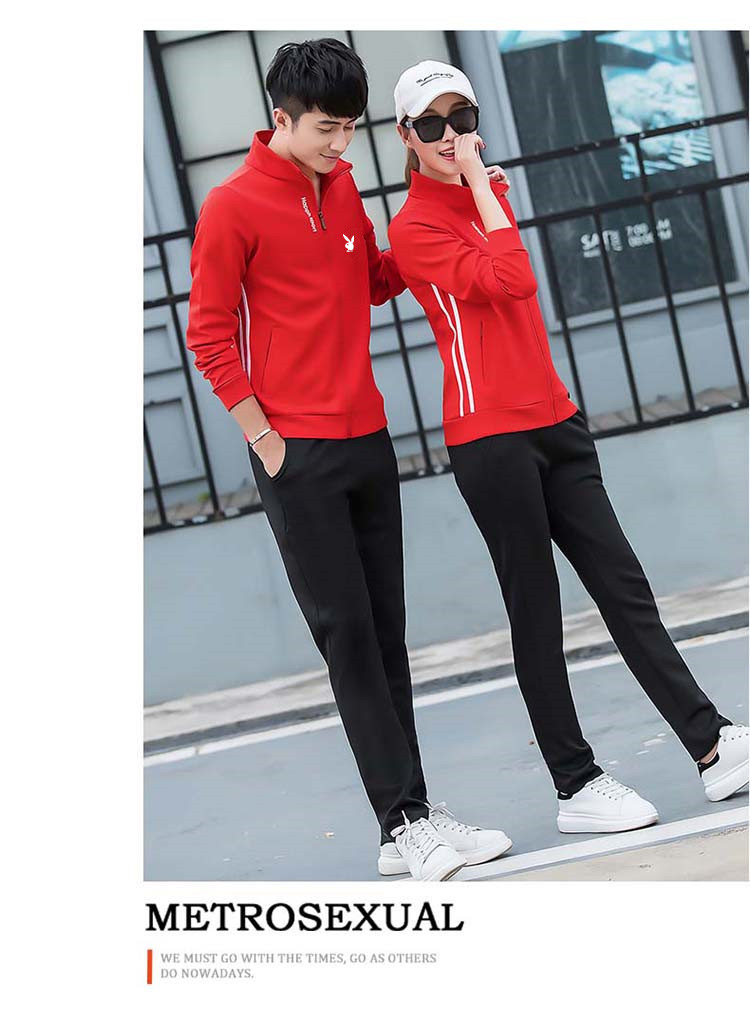 Mùa xuân và mùa thu mới chơi thể thao và giải trí phù hợp với thời trang cặp đôi quần áo nam và nữ cardigan cộng với nhung hai mảnh quần sooc