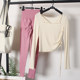 Corrugated collar yoga wear, feminine, fashionable, good-looking, sporty, autumn and winter long gym suit, drawstring, sexy