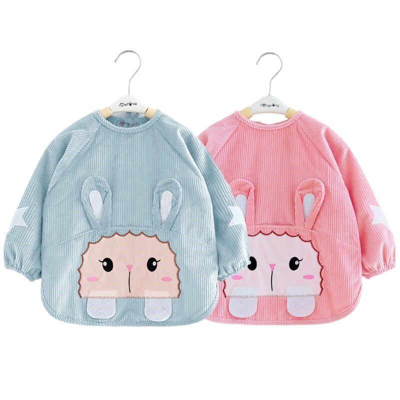 Baby eating blouse autumn and winter waterproof anti-dirty children's apron baby bib boys and girls treasure corduroy protective clothing