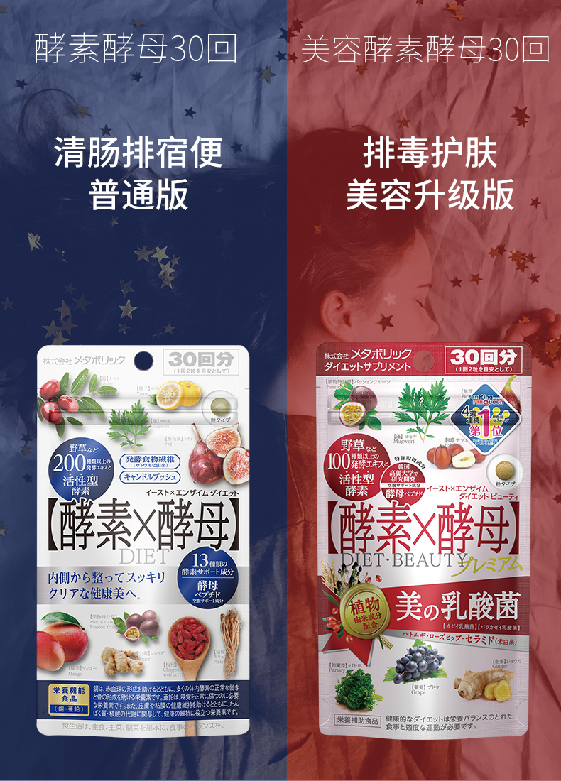 日本 metabolic 美容升级版 酵素酵母 30回/60粒 图2