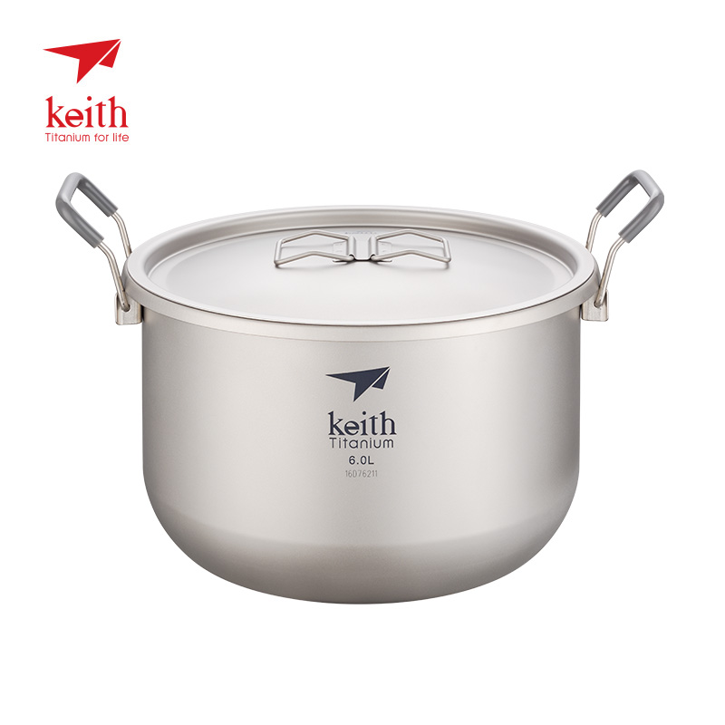 Keith pure titanium soup pot Porridge soup pot Household cooking pot Lightweight portable outdoor exquisite camping pot