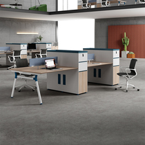 Staff Desk Office Furniture Fashion Light Lavish Steel Frame Collage Employee Bits Open Area Office Table And Chairs Combination