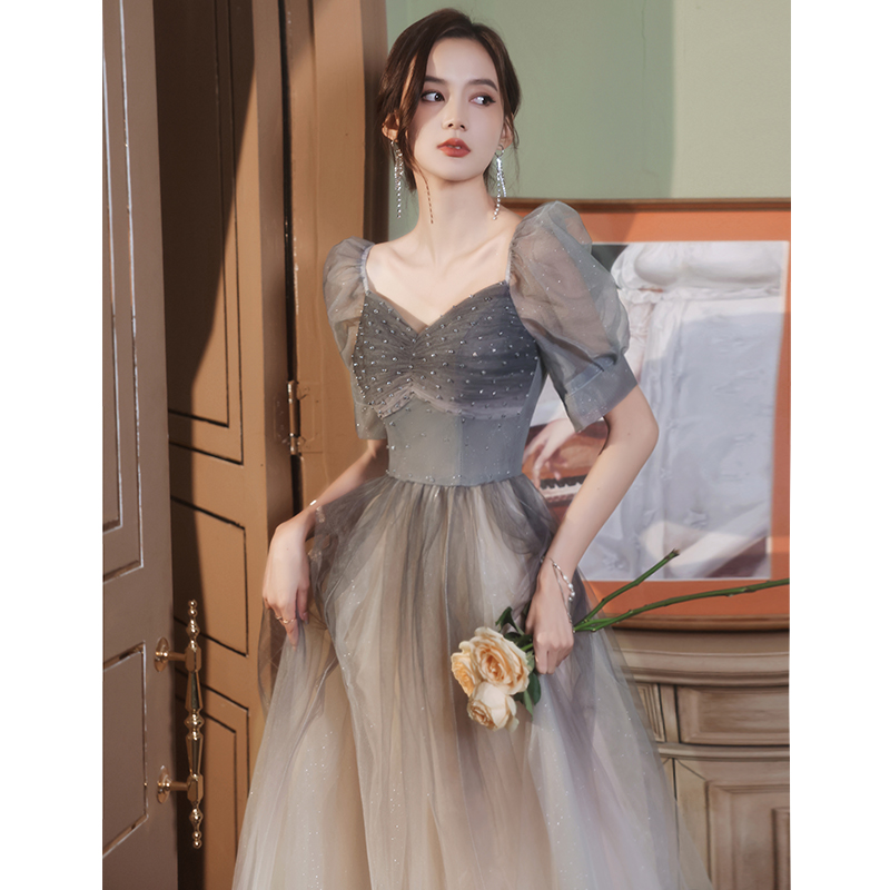 High-end dinner dress feastery style famous lavish luxury style Hepburn dress summer senior bridesmaid suit