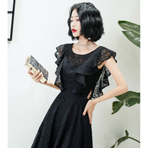 Foreign Dress Small Gown Skirt Normal Can Wear 2020 New Banquet Temperament Short Sexy Lace Black Dress