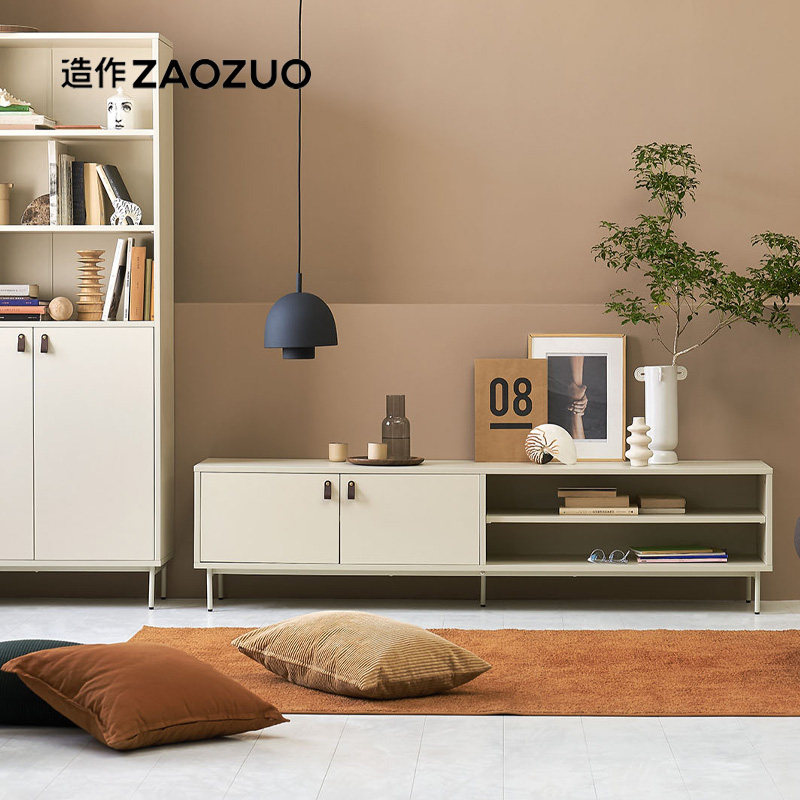 ZAOZUOデザイン 本格派テレビ台兼キャビネット（小部屋向け）シーソルト、モダンスタイル、ピンク、ベージュ、ブラック