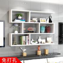 Hanging wall hanging rack storage bedroom wall-mounted creative lattice wall bookshelf hanging decorative bookcase bedside hanging wall