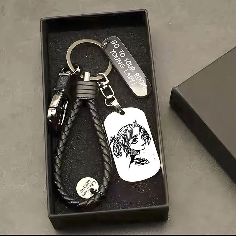 Song of the Night Metal Pendant Keychain Chain Ring Seven Grass Clover Peripheral Two-Dimensional Titanium Steel Student Backpack Accessories