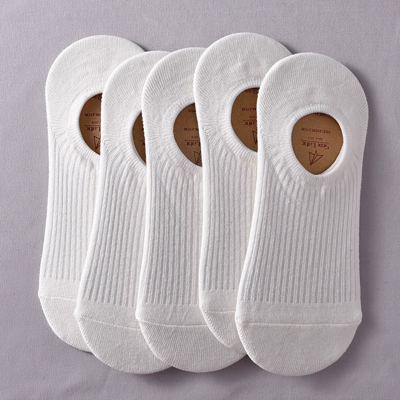 Spring, Autumn and Winter Off-White Half-Socks for Men, Trendy ins Short Socks with Silicone Non-Slip Grip, No-Show Socks, White Socks