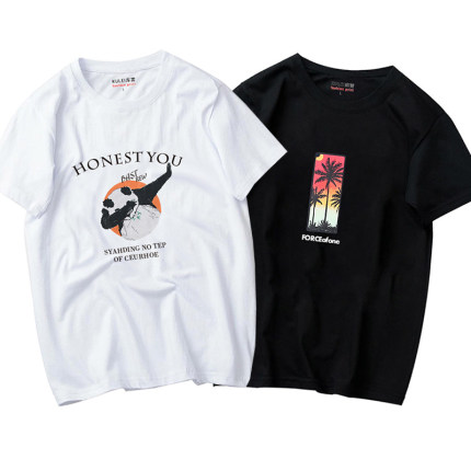 t恤男短袖潮流夏季纯棉宽松加肥加大码港风半