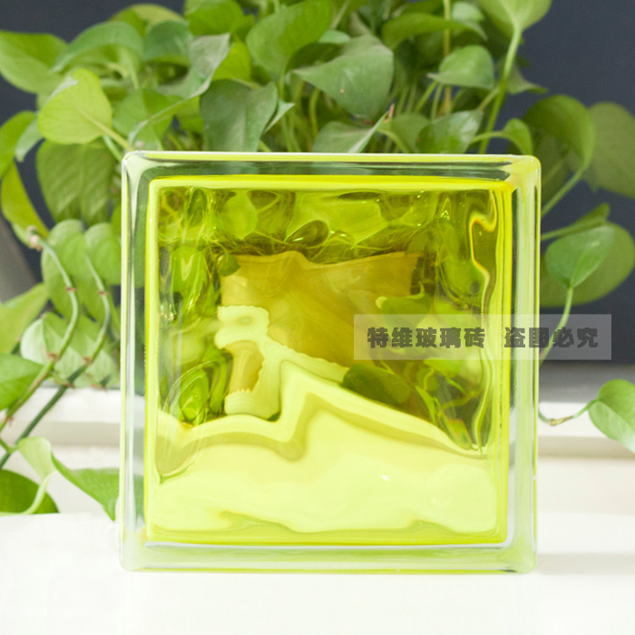 Inner Color Lemon Yellow Glass Brick Hollow Brick Partition Brick Bedroom Color Transparent Crystal Square Gen Guan Make-up Room Wall