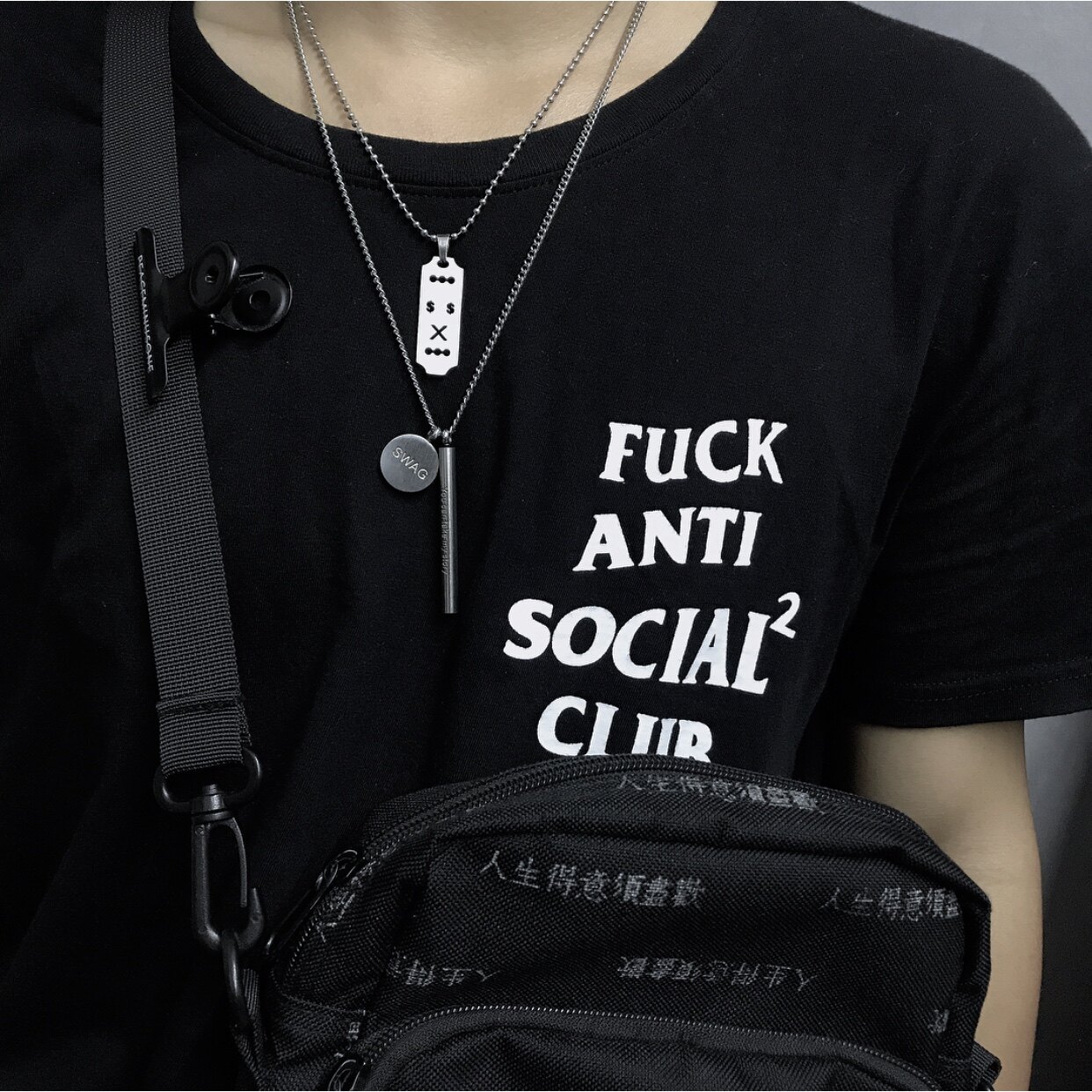 Original 2019 new INS cold trend of personality couples multilayer suit pendant hip hop necklace