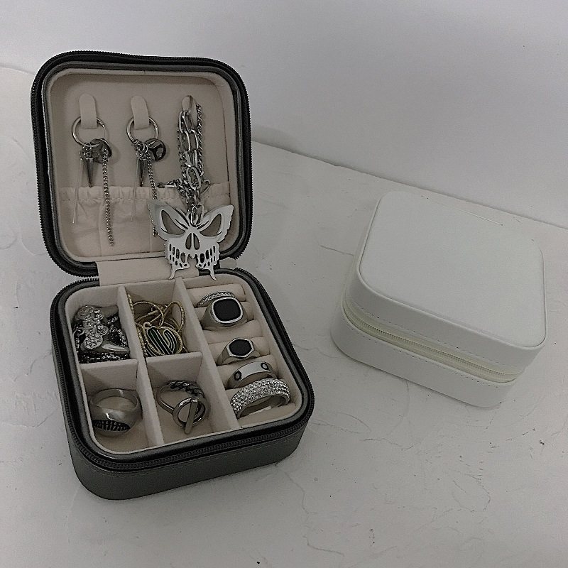 SHARE simple zipper jewelry storage box travel carry-on carry-on necklace ring earring box men's and women's box