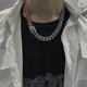 Share European and American Hip-Hop Color-Blocking Patchwork Colorful Cuban Chain Unisex Hip-Hop Collarbone Chain Necklace Ins