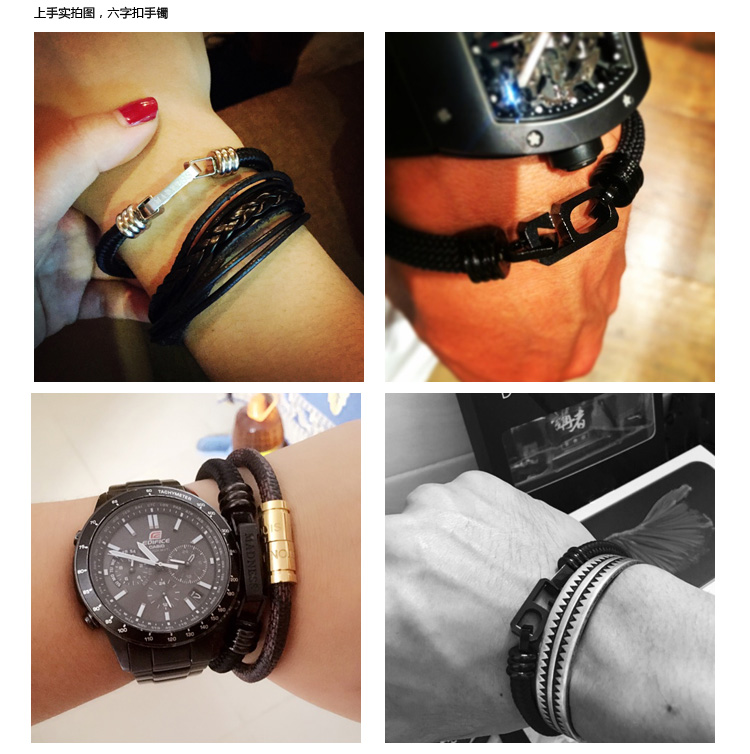 Thương hiệu đường phố Hồng Kông SỐ 6 TẤT CẢ ĐEN Yu Wenle vòng đời số 6 nam và nữ vòng đeo tay bằng thép titan vòng tay pnj