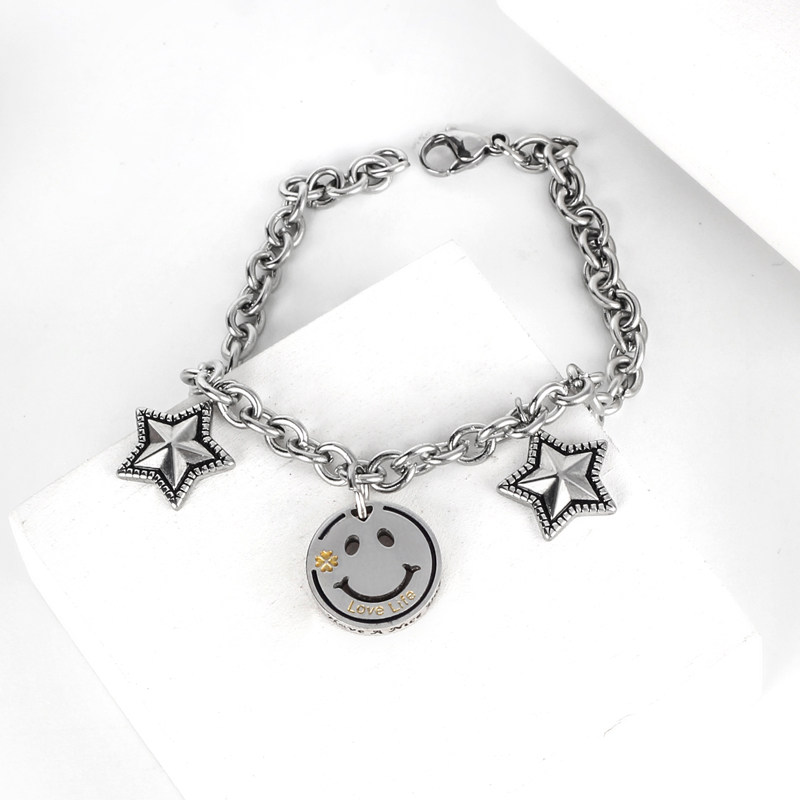 Original Tidal Cards Smiley Faces Stars Bracelet Brief Nordic Style Titanium Steel Men And Women Lovers Bracelet Holiday Gift Ornaments 