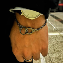 Original European and American trendy brand concave engraved letter faith energy bracelet twist chain rose gold titanium steel couple handcuffs bracelet