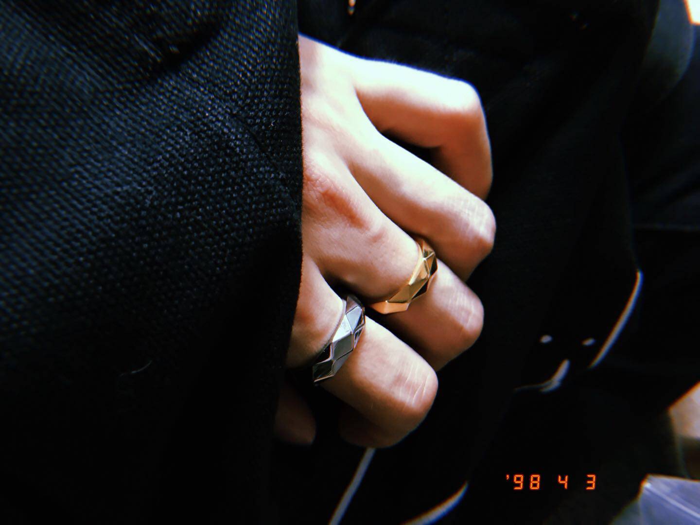 Original simple cool wind design sensitive diamond shaped surface ring titanium steel couple ring ring ring