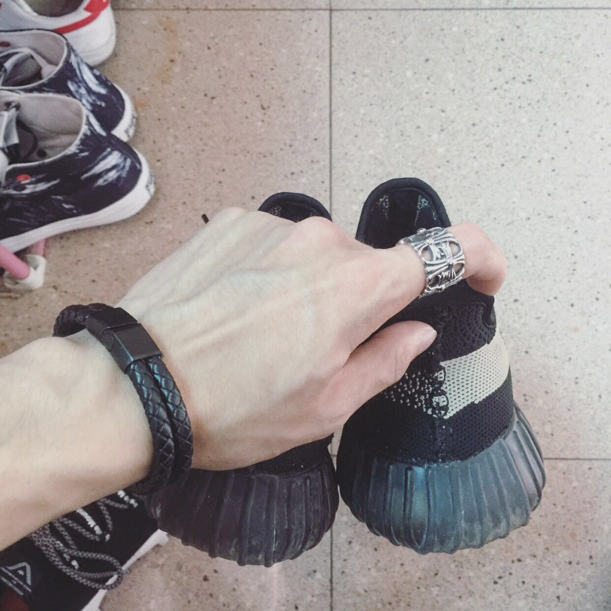 European and American minimalist individuality black bilayer genuine leather bracelet popular men and women lovers' retro woven bracelet 