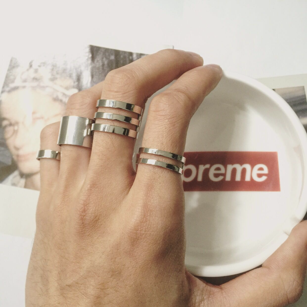 South Korean minimalist joint multiple layers ring index finger ring finger ring tail ring couple wedding ring 