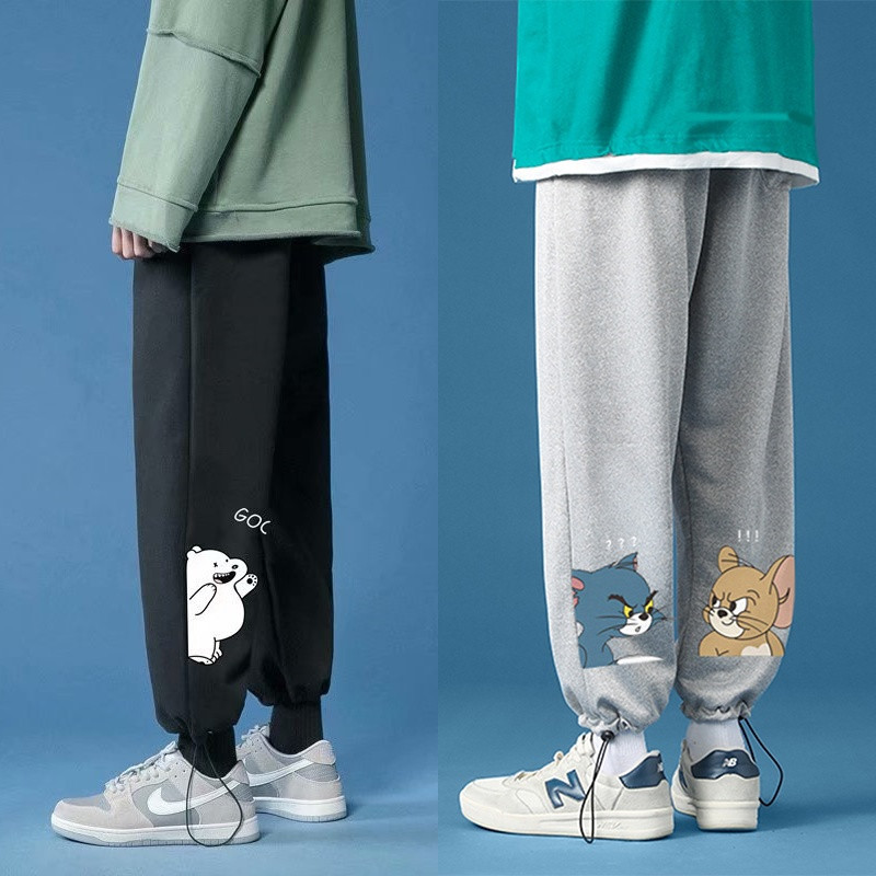 Men's Spring and Autumn Thin Loose-Fitting Drawstring Jogger Pants for Teenagers and Students, Casual ins Trendy Hong Kong Style Sports Pants