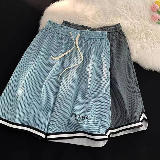 Clearance leak ~ Basketball shorts for boys summer ice silk thin breathable 5-point beach pants loose quick-drying pants