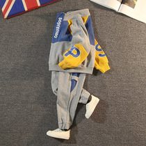 Boys spring clothing suit 2022 Spring and autumn season CUHK Tong Han version boy handsome and trendy sports sweatshirt Two sets
