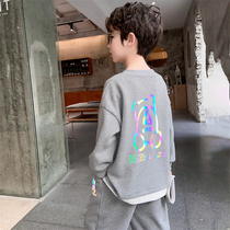 Boomer Boy Suit Spring Autumn New Ocean Qi Great Boy Autumn Clothing Boys Cool Tide Trendy two sets of childrens clothes