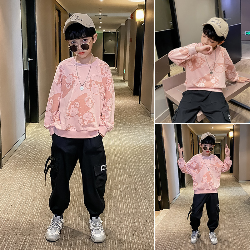 Tide Boy Autumn Package Yangtze Kids in the Young Children's Clothes Han Han Spring and Autumn Movement Two Pieces