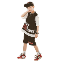 Boys summer short-sleeved sports suit 2023 new handsome and fashionable childrens summer thin quick-drying basketball uniform trend