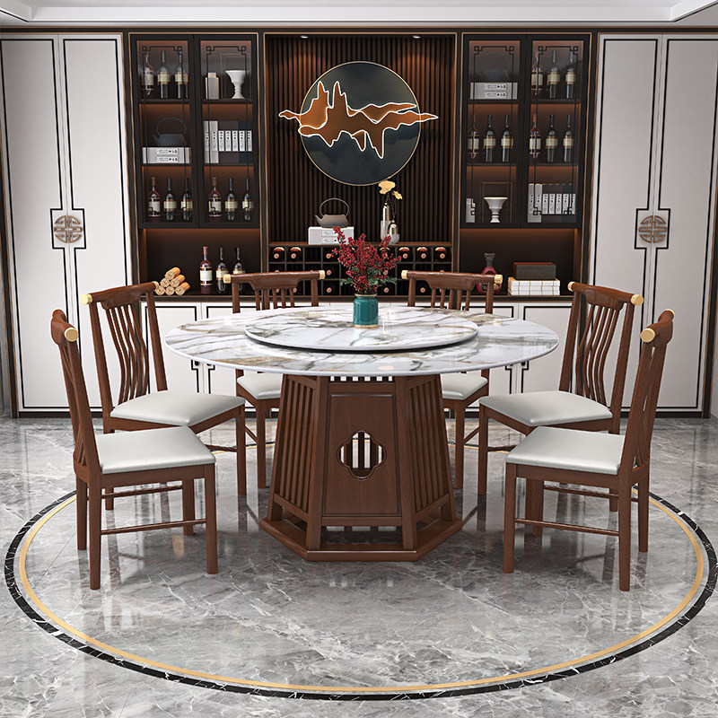 Slate all solid wood dining table and chair combination modern minimalist household table small apartment dining room marble round dining table