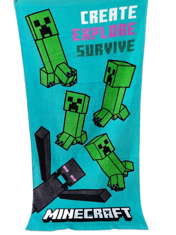  Minecraft Daily Building Blocks Mini World Pure Cotton Bath Towel Large Towel Bath Towel Soft and Absorbent