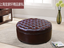 American round real leather couch stool light lavish door swapped shoes stool leather Dunson down-to-earth brown cloakroom stools