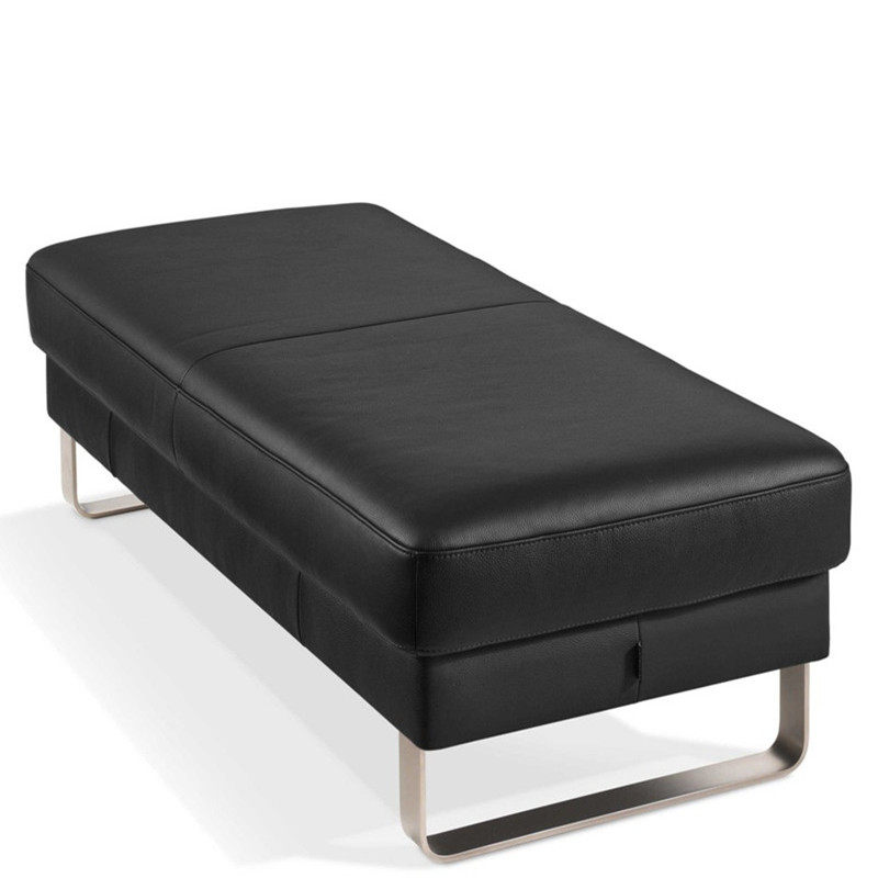 Nordic leather shoe changing stool foot sofa stool clothing store cloakroom stool black stainless steel long bed end stool