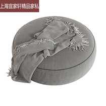 Nordic fabric round sofa stool pedal cloakroom stool clothing store fitting stool cotton hemp round stool