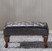 European-style leather black sofa pedal stool American shoe changing stool cloakroom stool dressing stool Pi Tsuzi bedside stool