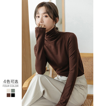 Pile collar knitwear women 2021 autumn and winter New slim long sleeve top base shirt with white turtleneck sweater