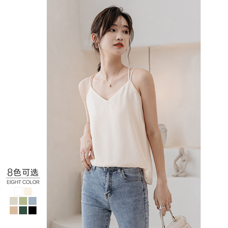 Harness vest woman 2021 summer new V collar Snow spinning loose in black and white with black and white jersey blouse