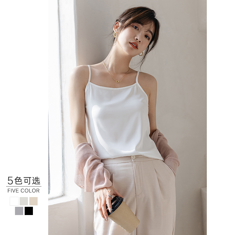 Harness vest woman 2021 spring and summer new flat collar satin finish inbuilt with white sleeveless inner lap jacket