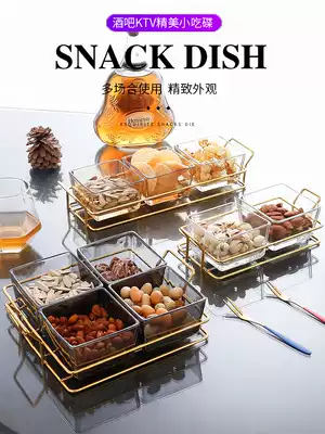 Bar glass fruit plate dried fruit sub plate household light luxury fruit platter snacks snack plate KTV snack plate