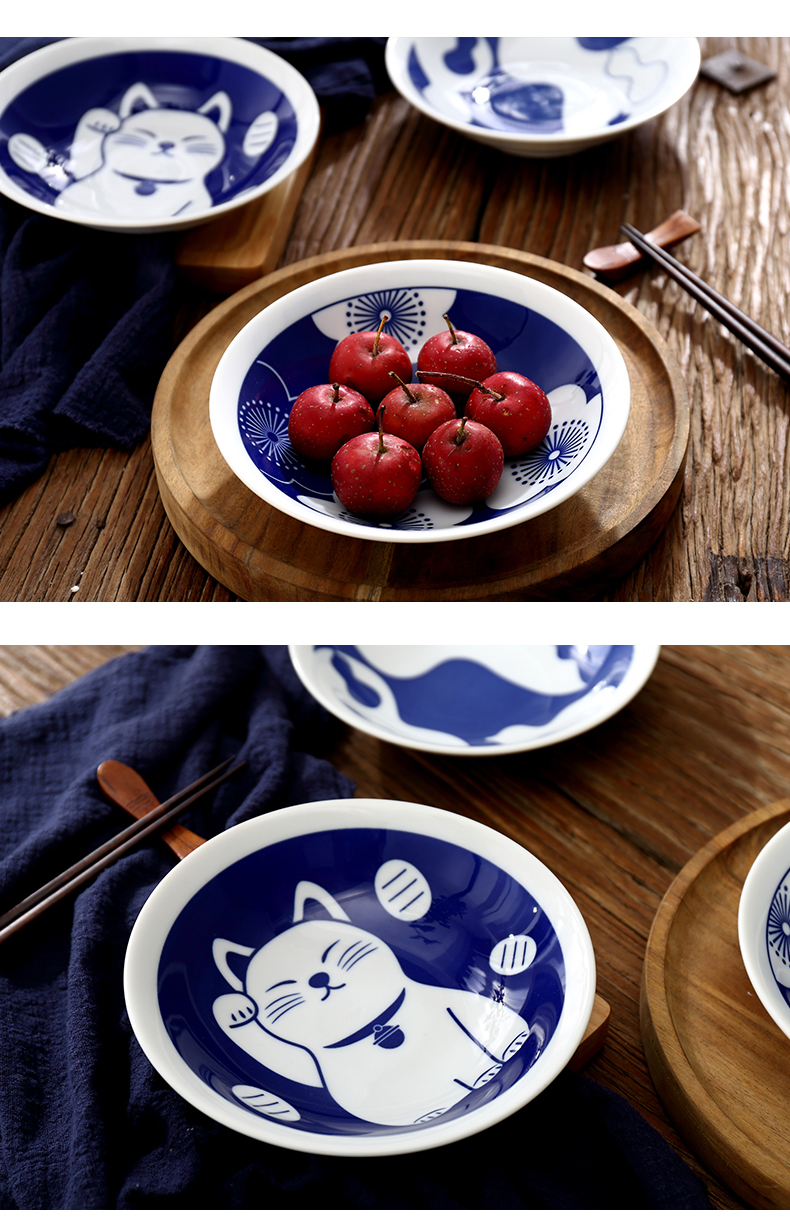 Song of sakura Japanese imported ceramic bowl under the glaze color tableware cat home dishes porcelain bowl bowl 7.5 "3 only