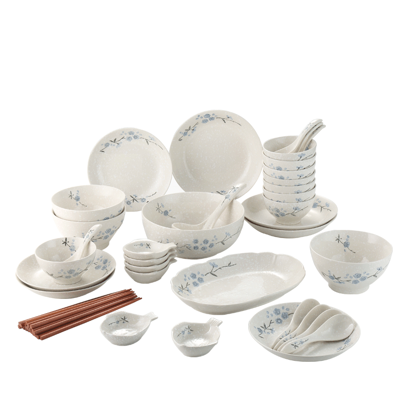 Song of sakura, household Japanese - style tableware dishes suit to eat ipads 4 bowls 6 people contracted ceramic bowl plate combination