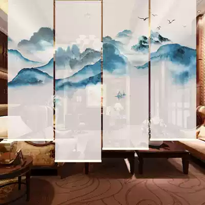 Modern new Chinese ink mountain river scenery artistic conception screen partition retro national wind guest dining room bedroom roller blind