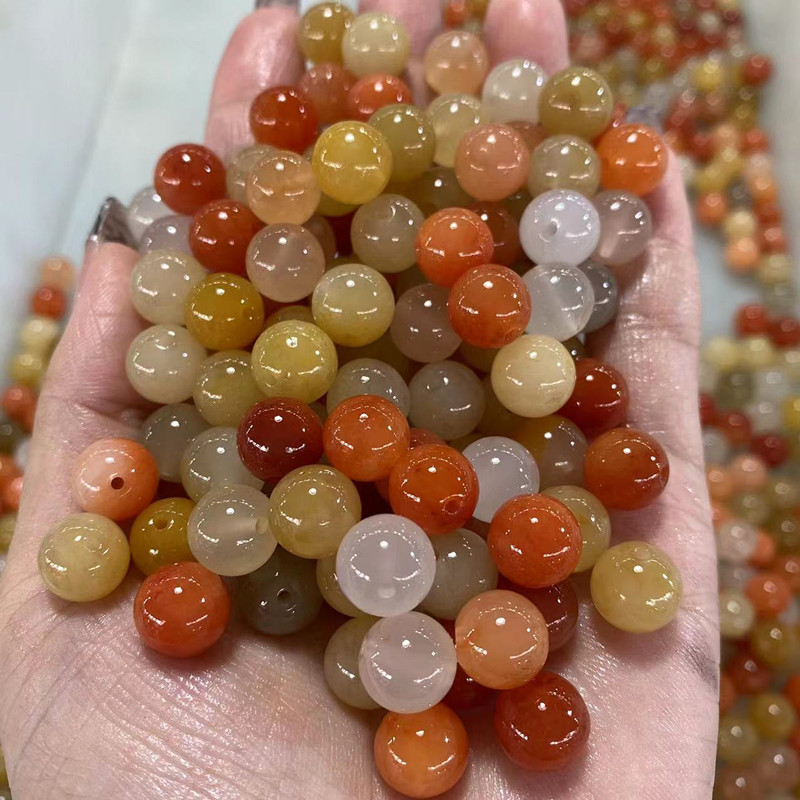 新疆カラマイゴビ翡翠ゴールドシルク翡翠ビーズルースビーズAグレードアクセサリーカラフルな翡翠DIYネックレスブレスレットマッチングビーズ