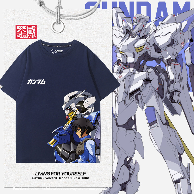 Mobile Suit Gundam Federal Demon Short Sleeve Unicorn Gundam T-Shirt Men's Anime Clothing Summer Trend