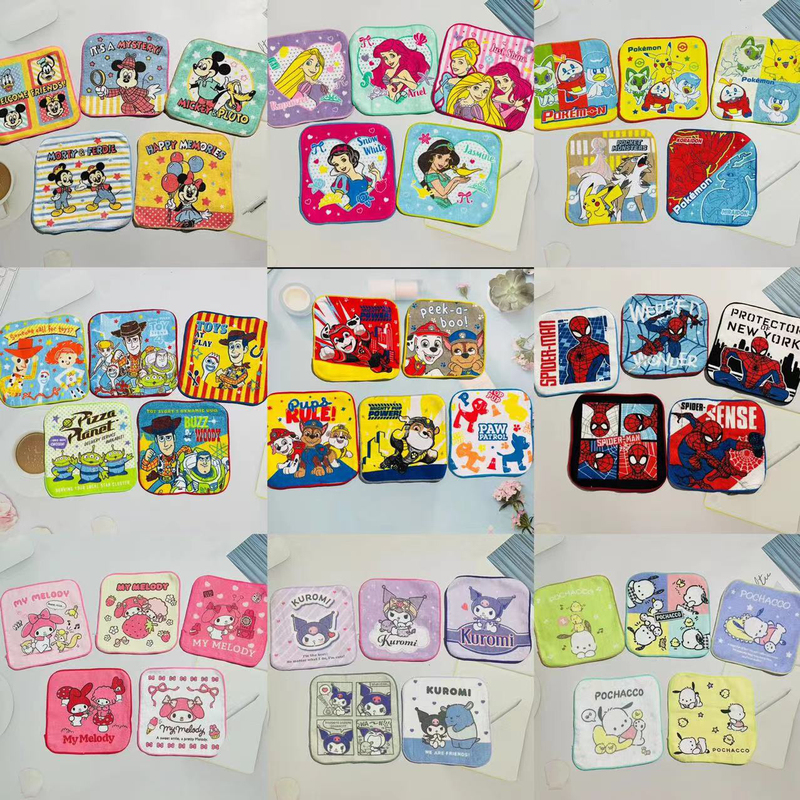 5-Pack Pure Cotton Princess Meile Cartoon Children's Small Square Towels, Baby Towels, Saliva Towels, Toddler Hand Towels
