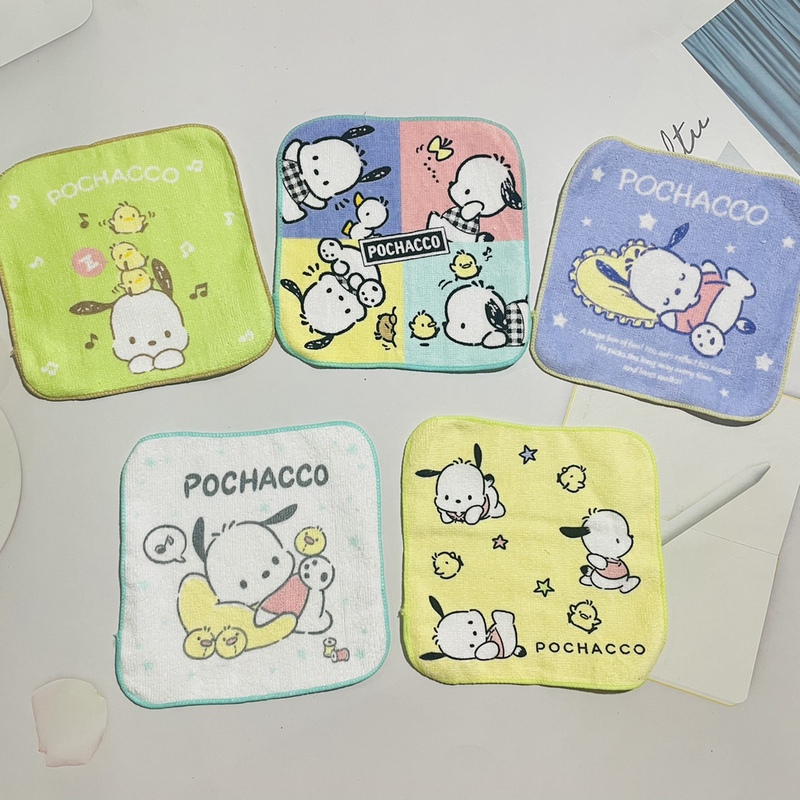 5-Pack of Cute Cartoon Pattern Puppy Boys' Small Towels, Pure Cotton Small Square Towels, Kindergarten Small Hand Towels